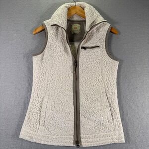 Royal Robbins Fleece Vest Womens Small‎ Cream Sleeveless Full Zip Pockets